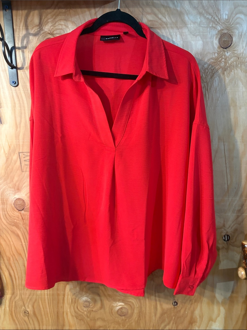 Rafaella Red V-Neck Collared Tunic